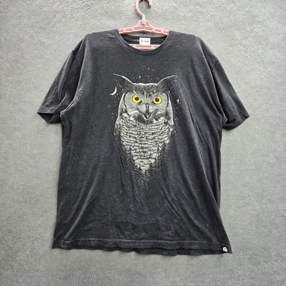 INTO‎ THE AM Men Shirt XL Gray Graphic Owl Tee Print Short Sleeve